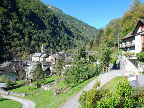 a village in a valley with a mountain at Holiday Home Signorile by Interhome in Peccia