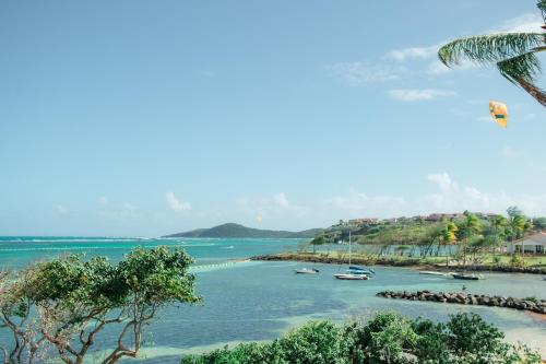 a view of a river with boats in the water at Suites Anagani in Le François