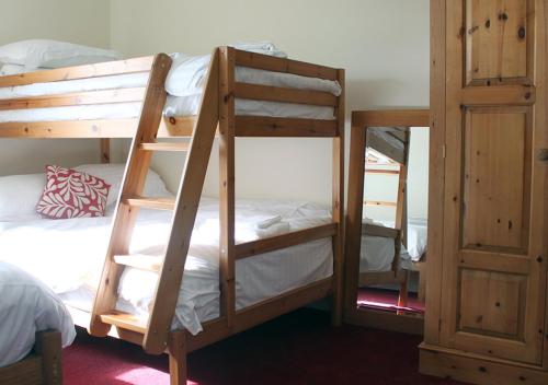 Tempat tidur susun dalam kamar di Hidden gem apartment in sleepy Durham village.