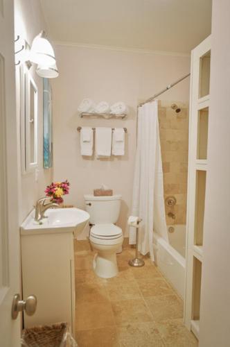 a bathroom with a toilet and a sink and a shower at Old Colorado Inn in Stuart
