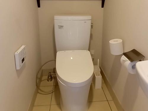 a bathroom with a white toilet and a sink at terrace IRIOMOTEJIMA CONDOMINIUM in Iriomote