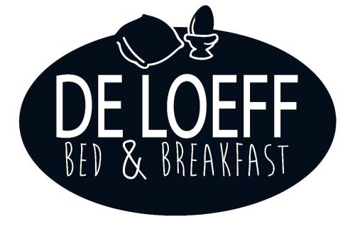 a black and white logo for a bar and breakfast at B&B de Loeff in Waalwijk