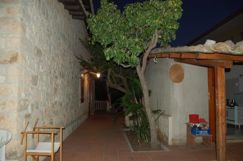 a hallway with a tree in the middle of a building at Casa Romano - Marina di Modica in Marina di Modica