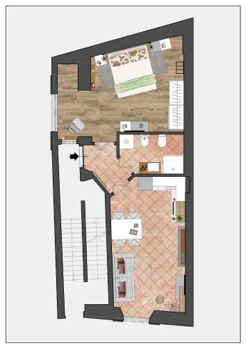 a drawing of a floor plan of a house at Casa del Borgo "Terra & Fuoco" sul Lago Maggiore in Maccagno Inferiore