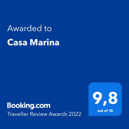 a screenshot of a cell phone with the text awarded to csa marina at Casa Marina in Marinella di Selinunte