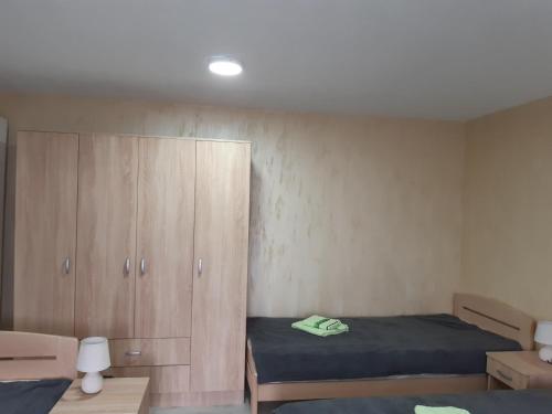 a room with a bed and a cupboard and a bed at std- Na lepom plavom Dunavu in Kladušnica