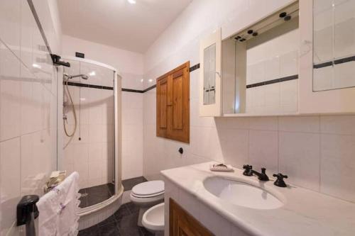 y baño con lavabo, aseo y ducha. en Sharon House Via Del Chianti en Incisa in Valdarno