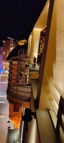 a view of a hallway of a building at Hotel Roma in Bologna