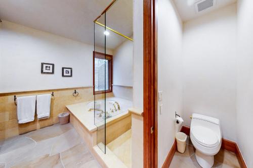 a bathroom with a toilet and a tub and a sink at Aspen Meadows Resort 111 in Aspen