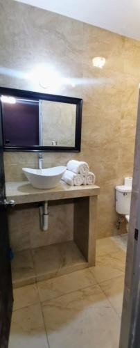 a bathroom with a sink and a toilet at Casa Huasteca Potosina in Ciudad Valles