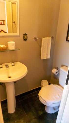 a bathroom with a toilet and a sink at Aardvark Inn Pousada in Gramado