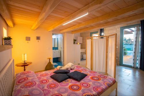 1 dormitorio con 1 cama en una habitación en Casetta degli Ulivi, en Uggiano la Chiesa