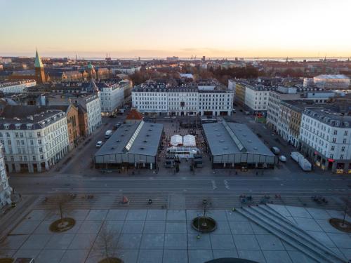 an aerial view of a city with a street at Perfect Apartments in Superb Location by Strøget, the Metro & Attractions in Copenhagen