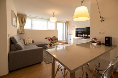 TV a/nebo společenská místnost v ubytování Casa Alice Ascona, appartamento di vacanza.