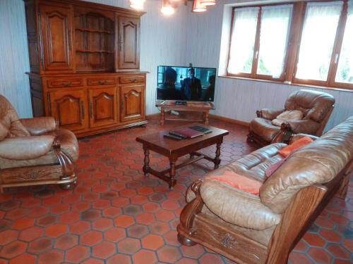 Μια τηλεόραση ή/και κέντρο ψυχαγωγίας στο Appartement charmant à Epfig avec vue sur jardin