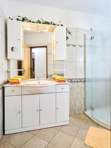 Dapur atau dapur kecil di Traberhof - Landurlaub in seiner schönsten Form - freies Reiten inbegriffen - Hunde willkommen - Sauna im Haus - Kanuverleih - tolle Radwege - Deich in Sichtweite