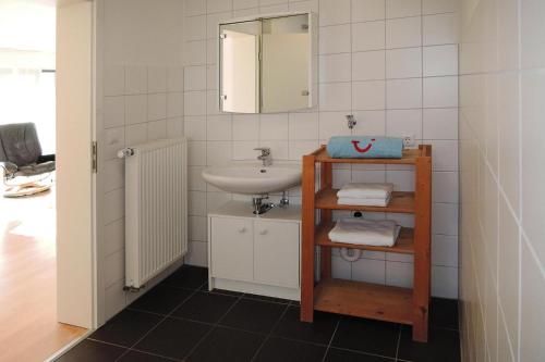 łazienka z umywalką i lustrem w obiekcie Apartment in Meßstetten near Ski Slopes w mieście Meßstetten