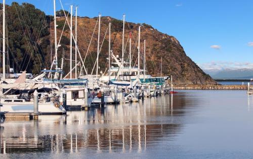 a bunch of boats are docked at a dock at Swinomish Casino & Lodge in Anacortes