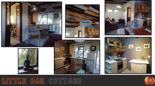 a collage of pictures of a kitchen and a living room at Little Oak Cottage in Hopefield