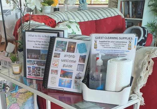 a glass table with some products on it at Amazing City Location-Private Room in a Share House-2 Rooms available!! in Brisbane