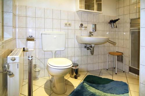 a bathroom with a toilet and a sink at Apartment, Schwerin in Schwerin