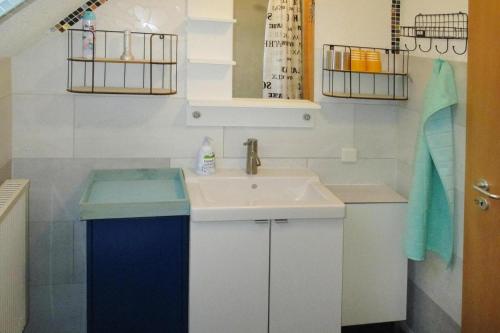 a bathroom with a sink and a mirror at Apartments, Frankenau in Frankenau