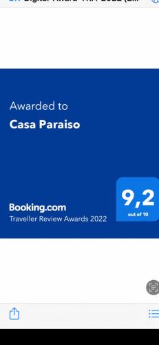 a screenshot of a cell phone screen with the text upgraded to casas parasite at Casa Paraiso in Caleta De Fuste
