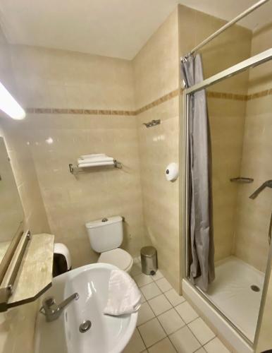 a bathroom with a sink and a toilet and a shower at Domaine L'Efferves'Sens in Chavanod