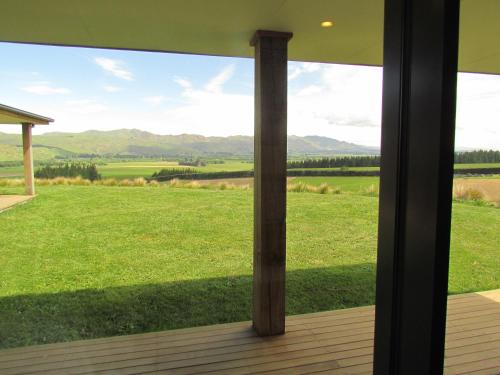 a view from the porch of a house at The Bunkhouse in Waiau