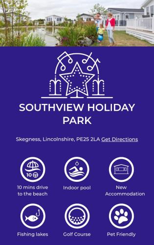 a sign for a southiew holiday park with a house at private rented caravan situated at Southview holiday park in Winthorpe