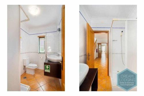 a bathroom with a tub and a sink and a toilet at Vila Sul Dream Lodging in Albufeira