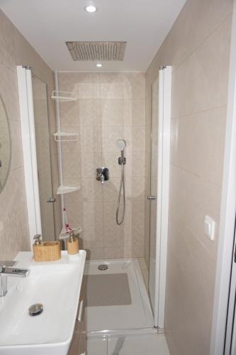 a bathroom with a shower and a sink at Lovely Nature in Berck-sur-Mer