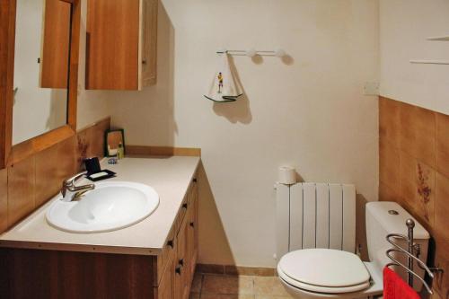 y baño con lavabo blanco y aseo. en Semi-detached house, Revest-du-Bion, en Revest-du-Bion