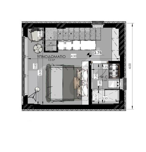a floor plan of a house at Utopia Eco Retreat in Skiathos Town