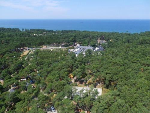 an aerial view of a house in a forest at Hotel Jantar Wellness & Spa in Ustka