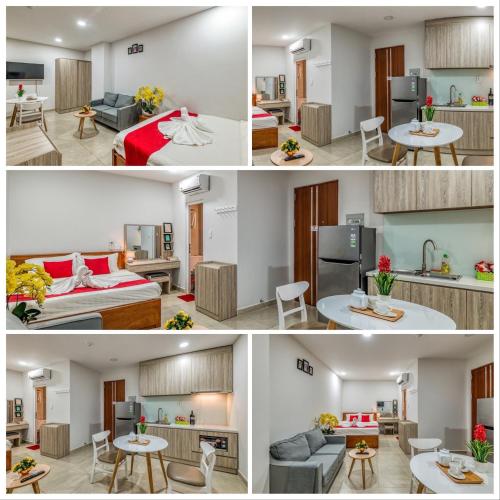 Kuchyň nebo kuchyňský kout v ubytování Cherry Hotel and Apartment