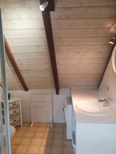 a bathroom with a sink and a toilet at penty vero in Plobannalec-Lesconil