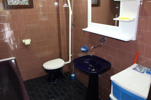 a bathroom with a toilet and a sink at Apartments Mijuskovic in Donji Morinj