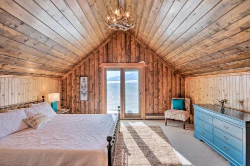 a bedroom with a bed and a wooden ceiling at Buena Vista Oasis with Mtn Views, 3 Mi to Dtwn! in Buena Vista