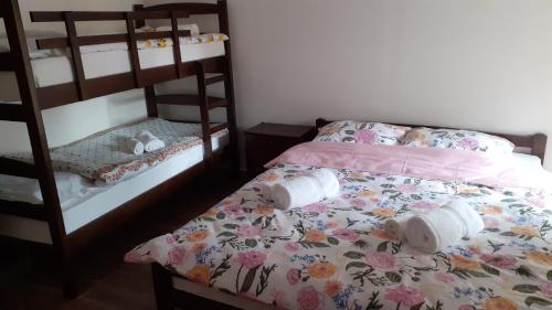 Postel nebo postele na pokoji v ubytování Golemi kamik Pirot Vlasi
