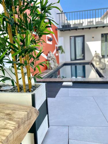 a potted plant sitting on top of a patio at Villa Rio by Valada Village in Valada