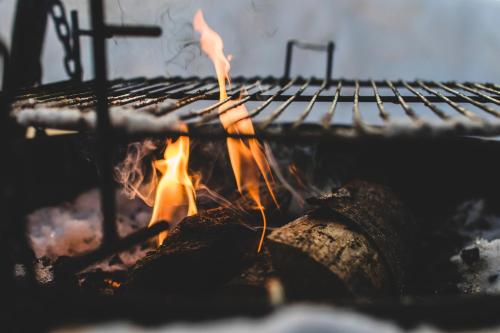 a grill with a bunch of fire in it at Finca Olivar de Castilla - Sun&Colors in Segovia