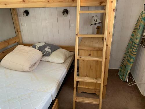 - un lit superposé et une échelle dans une chambre dans l'établissement Epicea Avoriaz, three bedroom apartment, 62 m2, 4th floor, 8 ppl, à Avoriaz