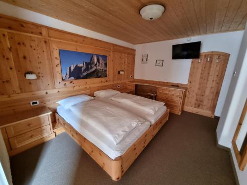 a bedroom with a bed and a tv in it at Hotel Borest in Colfosco