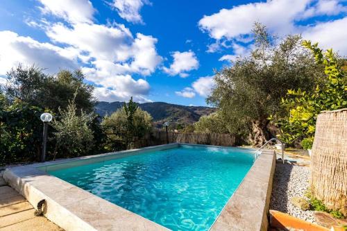 a swimming pool in the backyard of a house at Holiday Home Lucifero in Contura