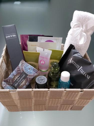 a basket filled with different types of products at City lux apartment 1 in Serres
