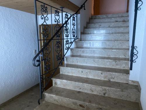a set of stairs with a wrought iron railing at Haus Schnöller in Bach