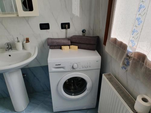 a washing machine in a bathroom next to a sink at Lietta 4 Apartment in Vittorio Veneto