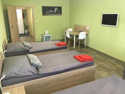 Penzion Relax Litovel tesisinde bir odada yatak veya yataklar