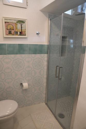 a bathroom with a shower and a toilet at Casa Maadry in Ischia